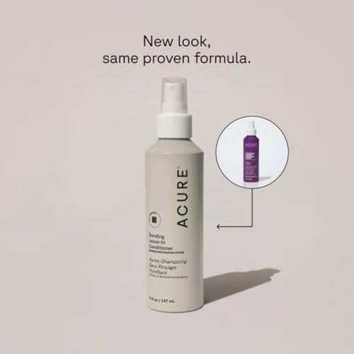 Acure Bonding Leave-In Conditioner - Leave in Conditioner Spray for Women & Men, Moisture Treatment to Repair Dry, Damaged, Color Treated Hair, Protect & Smooth Straight, Curly, & Wavy Hair - 5 fl oz