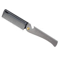 Pocket Folding Beard Comb Metal, Stainless Steel Moustache Comb with Smooth Round Teeth for Men Grooming and Beard Maintenance Tool (Black + Stainless Steel Plating)