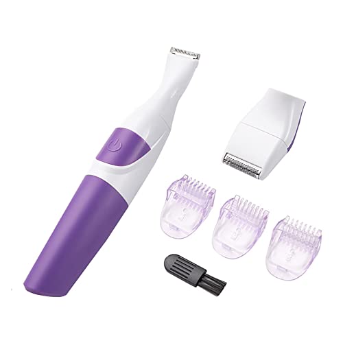 ZJchao Bikini Trimmer and Shaver for Women, 2 in 1 Portable Safe Epilator Hair Removal Trimmer for Women Pubic Hair Face Leg Eyebrow Nose Lip Body, Purple