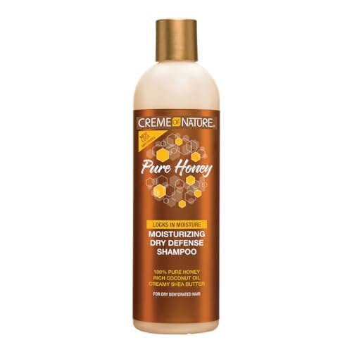 Creme of Nature Pure Honey Moisturizing Dry Defense Shampoo, Gently Cleanses & Restores Moisture, With Coconut Oil & Shea Butter, For Dry, Dehydrated or Brittle Hair, 12 oz