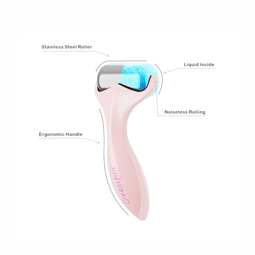 Greenstalk Ice Roller for Face & Eyes ? Medical-Grade Stainless Steel Cooling Face Roller for Puffiness Relief, Dark Circles, Skincare Routine ? Dual Cold & Warm Therapy, Ergonomic Design£¨1 unit£©