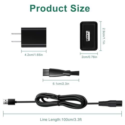 Meridian Trimmer Charger Replacement for Meridian Grooming Electric Shaver Trimmer, 5V Charging Cable for Meridian with Shaver Brush