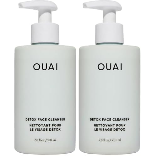 OUAI Detox Facial Cleanser - Deep Cleansing Face Wash with Glycolic Acid, Niacinamide & PHA - Removes Sweat, Dirt & Oil Without Drying - Gentle Face Cleanser for Post-Workout (7.8 Fl Oz) (Pack of 2)