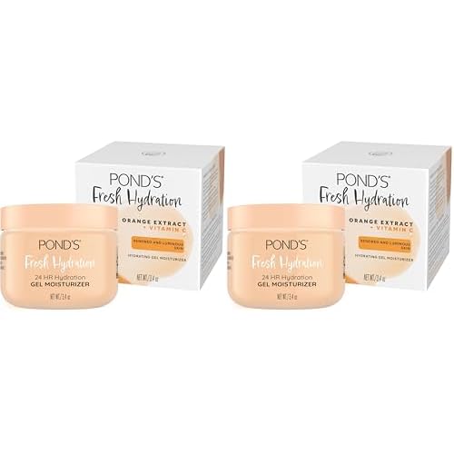 POND'S Fresh Hydration Gel Moisturizer 24 HR Hydration with Orange Extract & Vitamin C Alcohol & Oil-Free Face Moisturizer Dermatologist Tested, 3.4 oz, (Pack of 2)