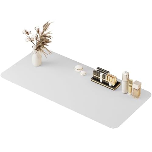 39.37"" * 15.7"" Large makeup Mat for Vanity Top Protector,Cover Work Table Waterproof, Non-Slip Pad for makeup vanity. (white)