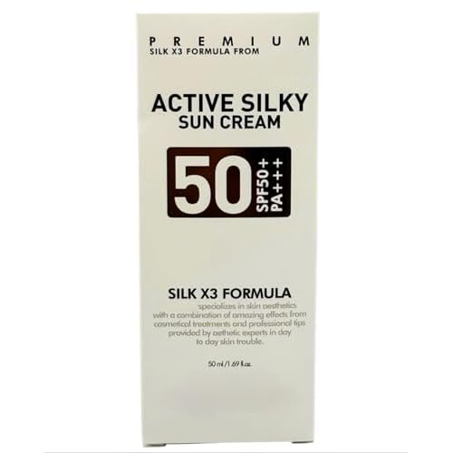 Active Silky Sun Cream 50 ml / 1.69 fl oz SPF50+ PA+++, Sun Cream for Face with Peptide and Silk