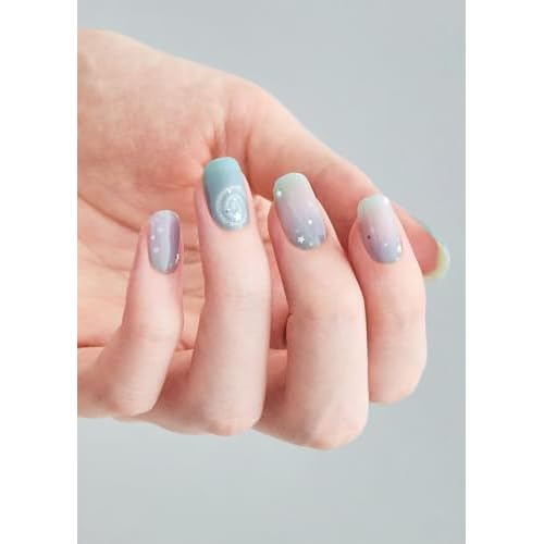 ohora Semi Cured Gel Nail Strips (N Milky Swirl) - Works with Any Lamps, Salon-Quality, Long Lasting, Easy to Apply & Remove - Includes 2 Prep Pads, Nail File & Wooden Stick