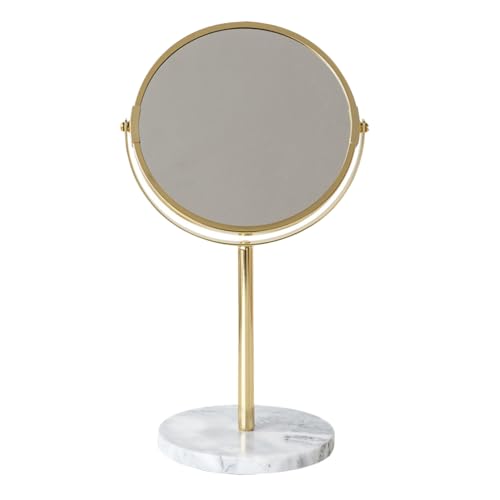 HEALLILY Desktop Makeup Mirror with Marble Base 13.77In Rotatable Cosmetic Mirror for Vanity Table Durable High Reflectivity Portable Makeup for Home and Dorm