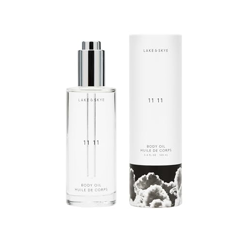 Lake & Skye 11 11 Body Oil - Hydrating with Vitamin E & Almond Oil - Clean Skin Musk, Sheer & Uplifting Scent - 3.4 fl oz (100 ml)