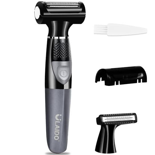 Body Hair Trimmer for Men, Electric Groin Pubic Hair Trimmer, Body Hair Groomers, Waterproof Wet/Dry Ball Trimmer for Full Body and Privates with Replacement Body Groomer Foil Heads (A)