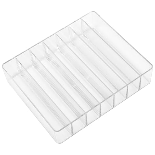 SINJEUN 4 Pack Acrylic Palette Organiser, 7 Sections Divided Makeup Palette Organiser for Eyeshadow, Contour Blush, Lipstick, Make Up Storage(Transparent, 7.5" x 6.3" x 1.8")