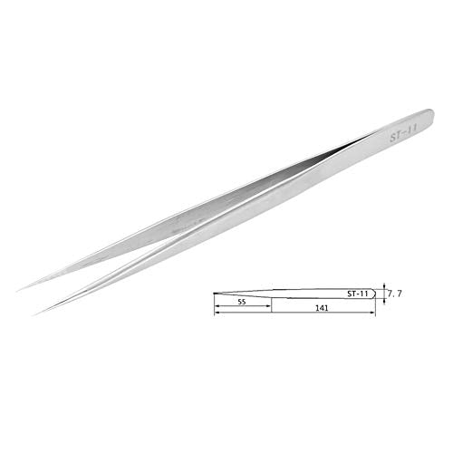 5.51" Stainless Steel Pointed Straight Tweezer, Professional Eyelash Extension Straight Tweezers for Nail Art Hair Eyebrow