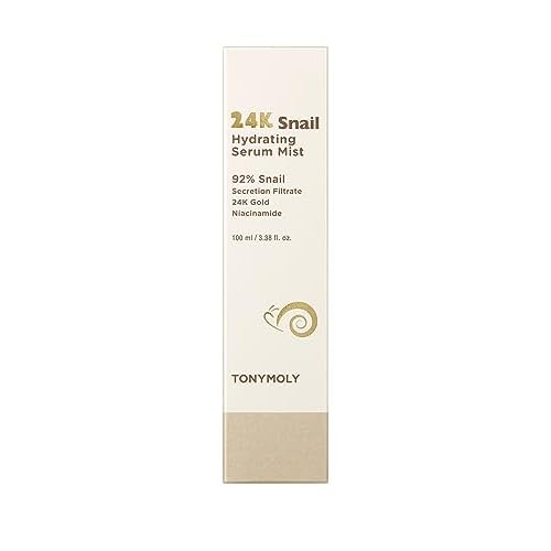 TONYMOLY 24K Snail Hydrating Serum Mist 3.38 oz ? 92% Snail Mucin Face Mist with Niacinamide, Peptides & Gold for Radiant Skin, Moisturizing Korean Toner Spray for Hydration & Anti-Aging