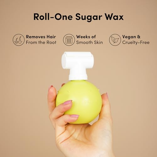 Parissa Organic Roll-On Sugar Wax | USDA Certified, 100% Natural, Gentle & Washable Formula for Sensitive Skin | At-Home Hair Removal Kit | 2 Applicator Heads, 20 Reusable Strips, 140ml (5 Fl Oz)