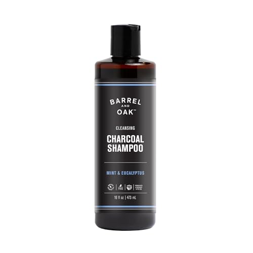 Barrel & Oak Mint & Eucalyptus Charcoal Shampoo for Men, Cleansing Men¡¯s Shampoo with Botanical Extracts & Essential Oils, Scalp Care, Vegan Hair Care Essentials, 16 oz