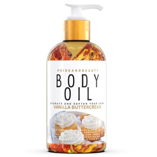 PrideandBeauty After Shower Oil. Skin Hydrating Oil. Body Oil Scented. Body Oils For Women Dry Skin. (Vanilla Buttercream)