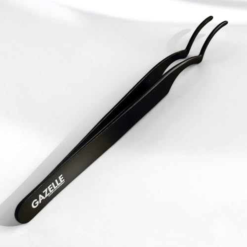 Gazelle Double Curve Precision Master Tweezers for eyelash extensions | Stainless Steel, Anti-Slip Grip for DIY Lashes & Lash Clusters, ? Eyelash Tweezers Ideal for Lash Clusters & Volume Lashes
