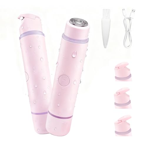 Bikini Trimmer for Women, Electric Razors Pubic Hair Trimmer Waterproof Wet Dry, Cordless Rechargeable Bikini Shaver for Sensitive Skin, Ladies Teen Girls Intimate Grooming Kit for Face(Peach)