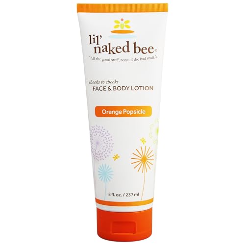 Lil Naked Bee Baby Lotion for Kids (8 oz) Orange Popsicle Cheeks to Cheeks Face & Body Lotion for Hydrating & Moisturizing for Skin
