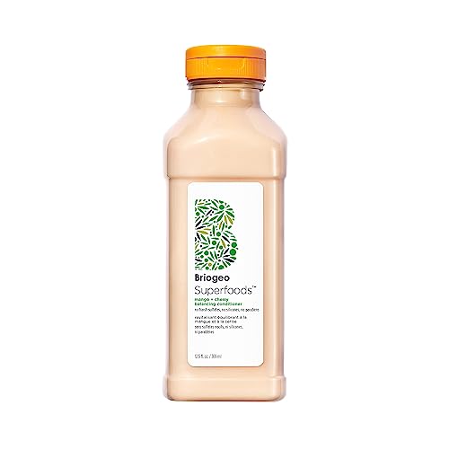 Briogeo Superfoods Mango + Cherry Balancing Conditioner, Replenish Dull, Dry Hair and Balance Oil for Oily Hair, Conditions and Nourished All Hair Types and Textures, Vegan, Cruelty-Free, 12.5 fl oz
