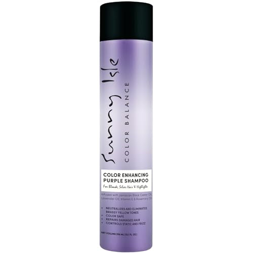 Sunny Isle Color Enhancing Purple Shampoo - Neutralizes Brassy Tones, Unscented - 10.1 Fl Oz