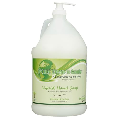 Worx Clean-'n'-Gentle Liquid Hand Soap 1 gal. (3.78 L.) Soft and Supple, Rich Lather, Mild Formula, Light Juniper Berry Fragrance