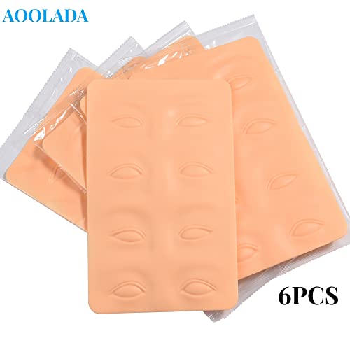 6 Pcs 3D Tattoo Practice Eyebrow Eyeline Practice Skins Permanent Eyebrow Makeup Training Lip Skins for Beginners and Fake Skin Sheets For Professionals