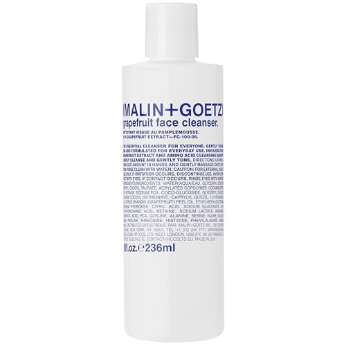MALIN+GOETZ Grapefruit Face Cleanser | Gentle 3-in-1 Foaming Gel Vitamin-Rich Grapefruit, Amino Acids + Coconut-Based Surfactants | Purifies, Balances + Brightens | Vegan + Cruelty-Free (8 Fl Oz)