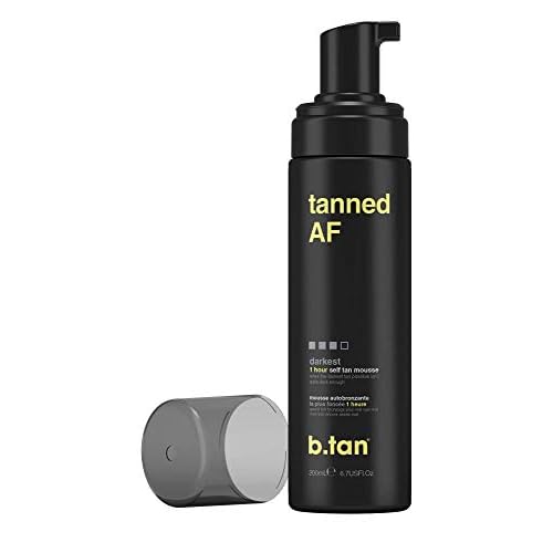 b.tan Self Tan Mousse - Tanned AF - Darkest Self Tanner for Fastest, Darkest Tan, 6.7 Fl Oz (Pack of 2)