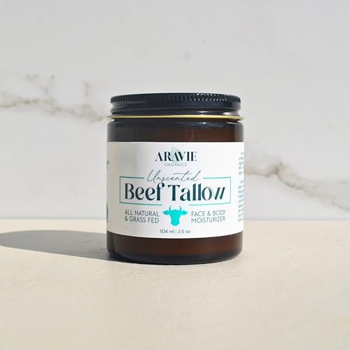 Beef Tallow Balm Face and Body Moisturizer for Sensitive Skin | Made with Grass-Fed Beef Tallow, Organic Pomegranate, Jojoba, and Castor Oil | Unscented 4 oz