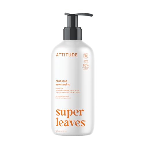 ATTITUDE Liquid Hand Soap, EWG Verified, Plant and Mineral-Based, Vegan Personal Care Products, Orange Blossom & Eucalyptus Scent, 16 Fl Oz
