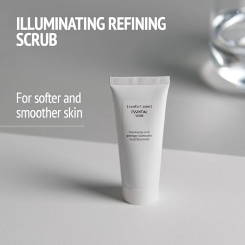 [ comfort zone ] Essential Scrub, Illuminating Refining Exfoliator, Removes Impurities, Minimizes Pores, Smooths Skin, Clean Beauty, Vegan, Made in Italy, Silica Particles, Jojoba Spheres, 2.02 Fl Oz