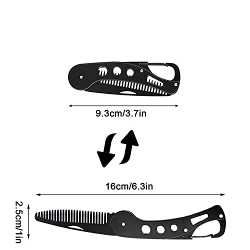 Stainless Steel Folding Beard Comb For Men, Mustache Comb Multifunctional Pocket Beard for Men Beard Mustache Stylin
