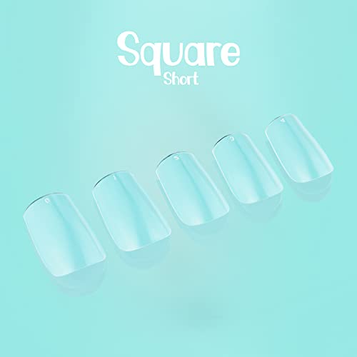 KIT Square Short | Perfect Soft Gel Intro Starter KIT NABulous | Professional Kit | Short Length | Salon Quality | Clear Full Cover Nail Tips (Square Short)