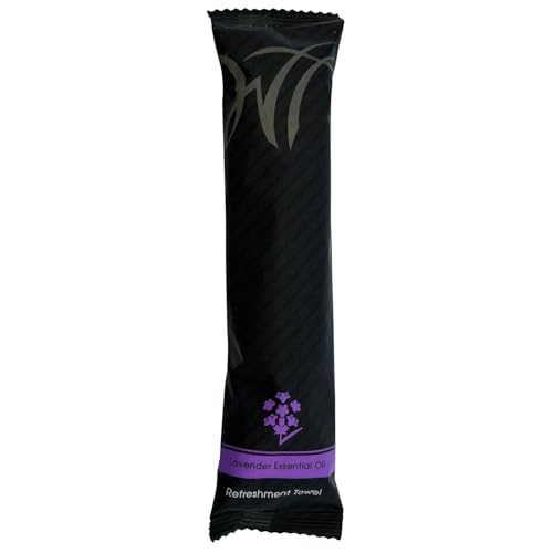 White Towel Services 9" x 9" inch Moist Cotton Towel Individually Wrapped - Scent (Case of 50)(Lavender)