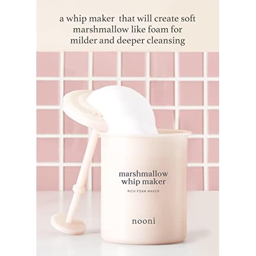NOONI Facial Cleansing Tool - Marshmallow Whip Maker + Pore Cleansing Tool - Manual Dual Brush | Facial Massager and Exfoliator, Soft Bristle & Silicone Brush, 1 Count Bundle