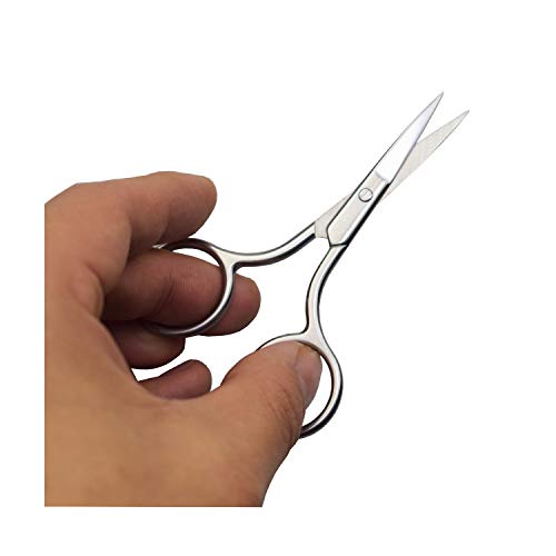 Eyebrow and Nose Hair Scissors, 3.5¡± Stainless Steel Professional Facial Hair Beard Eyelashes Ear Hairs and Moustache Scissors Trimmer 2 Pieces
