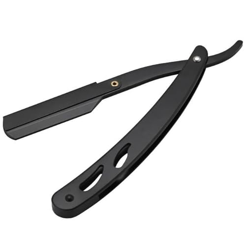 Straight Razor, Men Shaving Barber Razors,Manual Hair Shaver and Blades Antique Black Folding Shaving Knife Stainless Steel,Straight razor Holder (black)