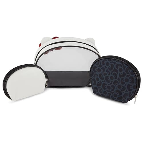Hello Kitty Cosmetic Case Set - Girls, Boys, Teens, Adults - Officially Licensed Hello Kitty Travel Cosmetic Case 3 Piece Set (Clear Black)