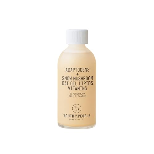 Youth To The People Supershroom Facial Cleanser - Adaptogens + Snow Mushroom Oat Oil Lipids Vitamins Face Wash, Nourishing Makeup Remover for Dry + Sensitive Skin, Soothes Redness