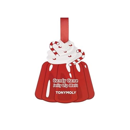 TONYMOLY Candy Cane Jelly Lip Melt Ornament ? Limited Edition Holiday Lip Balm, Hydrating Jelly Lip Treatment with Glossy Finish ? Moisturizing Lip Care Gift, 9g
