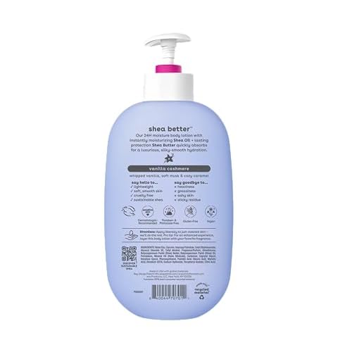 Bundle of eos Shea Better Body Lotion- Vanilla Cashmere + Fresh & Cozy, 24-Hour Moisture Skin Care, Lightweight & Non-Greasy, Made with Natural Shea, Vegan, 16 fl oz
