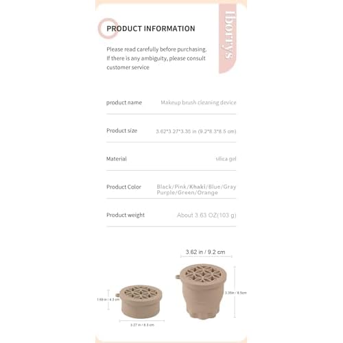Makeup Brush Silicone Cleaning cup - Portable Foldable Silicone Makeup Brush Holder,Bottom-Embedded Makeup Brush Cleaning Mat & Makeup brush cleaner and dryer 2-in-1 Design (Khaki)