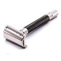Parker Semi-Slant Safety Razor ? Graphite Finish | Close Shaving Double Edge Razor for Sensitive Skin & Coarse Hair | Slanted Precision Head + 5 Platinum DE Blades | Iconic Brand
