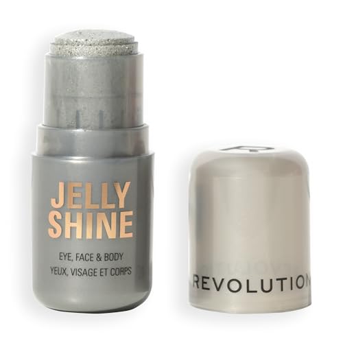 Revolution, Jelly Shine Shadow & Highlight Stick for Eyes, Face & Body with Pearlescent Shimmer Effect, Vegan & Cruelty-Free, Silver Moonlight
