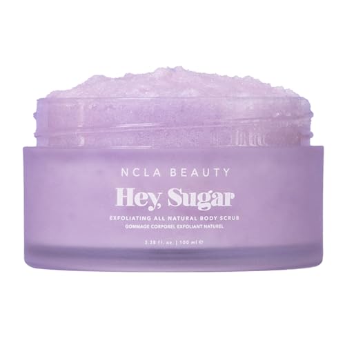 NCLA Beauty Hey Sugar All Natural Body Scrub - Moisturizing, Exfoliating Sugar Scrub - Shea, Cocoa, and Mango Butters - Birthday Cake - 3.38 oz