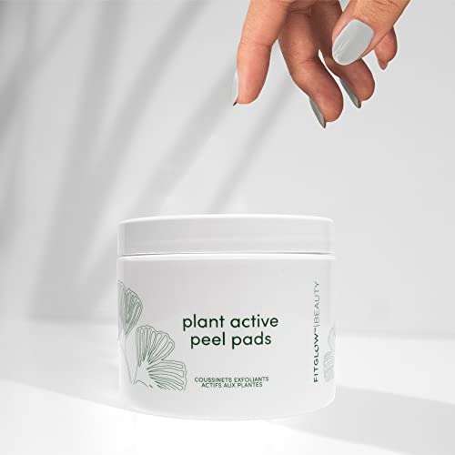 Fitglow Beauty | Plant Active Peel Pads | Mandelic, Salicylic & Citric Acid, Natural & Vegan Face Exfoliating, Skin Resurfacing Facial, Blackhead Remover & Toner Skin Care Wipes | 50 Pads
