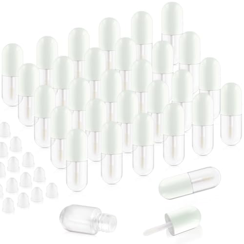 30 Pcs 5ml Lip Gloss Tubes Refillable Round Plastic Tube Vials Mini Lip Balm Bottle Container for Women Girls DIY Cosmetic Travel - Green