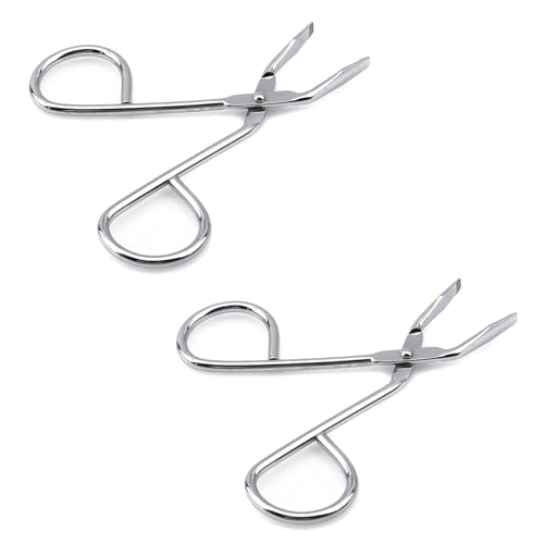 2Pcs ?Silver Stainless Steel Eyebrow Tweezers, Elbow Pliers Clip, Flat Tip Hair Plucker Hair Removal Tweezers, Shave and Hair Removal, Beauty and Personal Care