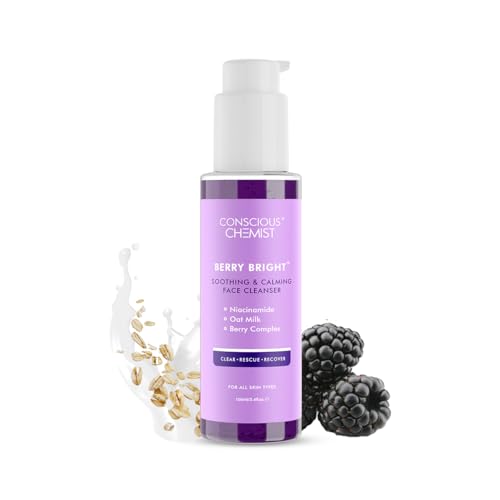 Conscious Chemist¢ç Niacinamide Face Wash | 100ml | Pore Refining Brightening Cleanser for Women & Men with BlueBerry & AcaiBerry Extracts, Bright Clear Skin, Cruelty Free, All Skin Type - Berry Bright